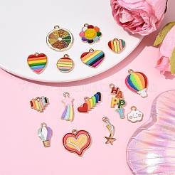 Pendenti smaltati in lega color arcobaleno 30 pz 15 stili&nbsp;ENAM-YW0005-45