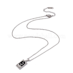 Halskette mit Tarot-Anhänger aus Messing mit klarem Kubisch Zirkonia&nbsp;LS-NJEW-G095-02P