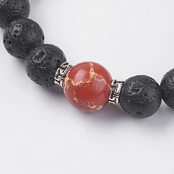 Braccialetti elasticizzati con perline di diaspro sedimentato marino e regalite naturale/diaspro imperiale/sedimenti marini&nbsp;BJEW-I241-11F