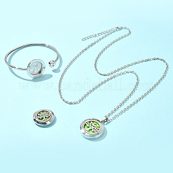 1 bracelet jonc ouvert en acier inoxydable et 1 colliers pendentifs en acier inoxydable&nbsp;AJEW-SC0004-06A