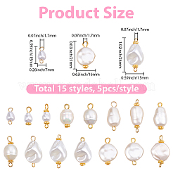 75 Stück 15 Stil ABS Imitation Perle Acryl Verbinder Charms&nbsp;PALLOY-BM00003