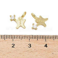925 Sterling Silber Pavé klar Zirkonia Weihnachten Lebkuchenmann Charms&nbsp;STER-Z104-01G