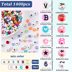 1400pcs 10 Farben undurchsichtige Acrylperlen&nbsp;MACR-SC0002-30