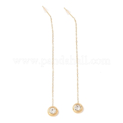 Orecchini a bottone pendenti semicircolari con strass di cristallo&nbsp;EJEW-A067-15G
