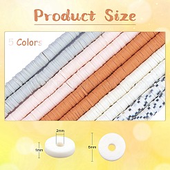 10 Strang 5 Farben flache runde handgemachte Polymer Clay Perlen&nbsp;CLAY-SZ0002-01