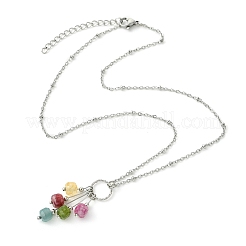 Colliers pour femmes avec pendentif à pompon en tourmaline naturelle multicolore facettée&nbsp;NJEW-JN06448-01