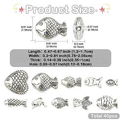Perline in lega di stile tibetano 40 pz 10 stili&nbsp;TIBEB-FS0001-20