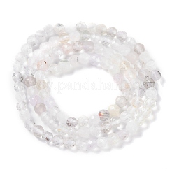 Facettes brins rondes cristal de perles de quartz naturel&nbsp;G-L411-30-4mm-01