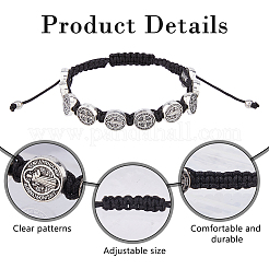 12 Stück ovale Legierung mit St. Benedikt & Kreuzperlen-Armbändern&nbsp;BJEW-DC0001-21A