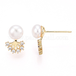 Klare Lebensbaum-Ohrstecker mit kubischen Zirkonia und Naturperle&nbsp;PEAR-N020-06I