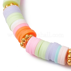 Handgemachte elastische Armbänder im Boho-Stil aus Polymer-Ton-Scheiben und Acryl-Herzenperlen für Damen&nbsp;BJEW-JB10769