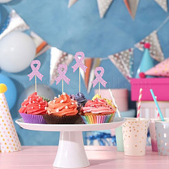 12 Beutel Oktober Brustkrebs rosa Bewusstseinsband Papier Glitzerpulver Kucheneinsätze&nbsp;DIY-CA0007-71