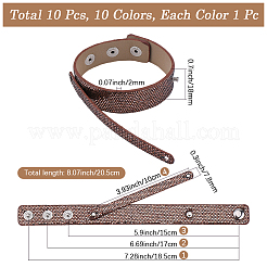 10 Stück 10 Farben PU-Lederschnur-Armbänder&nbsp;BJEW-CL0001-26
