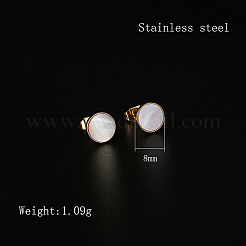 Boucles d'oreilles à tige rondes et plates en acier inoxydable 304&nbsp;HE4453-1