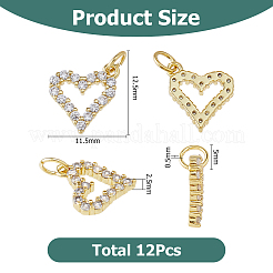 12 ciondoli in ottone con micro pavé di zirconi cubici con placcatura a cremagliera&nbsp;ZIRC-HS0001-12