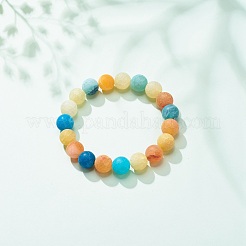 Bracelet extensible en perles rondes en agate patinée naturelle (teinte)&nbsp;BJEW-JB08502