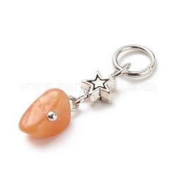 7 pièces 7 styles pendentifs en alliage de copeaux de pierre mélangés naturels et synthétiques de chakra&nbsp;PALLOY-JF01778-02