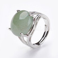 Anneaux verts aventurine des doigts naturelles réglables&nbsp;RJEW-F075-01K