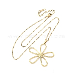 Hohle Blume 304 Edelstahl Anhänger Halsketten&nbsp;NJEW-M096-25G