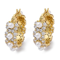 Orecchini a cerchio in ottone e perle finte abs&nbsp;EJEW-R016-22G