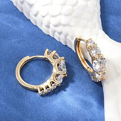 Boucles d'oreilles en laiton avec zircone cubique transparente&nbsp;EJEW-Q016-14G