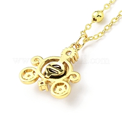 Collana pendente carrozza zucca in zirconi cubici con perline di cristallo sintetico&nbsp;NJEW-G016-01A