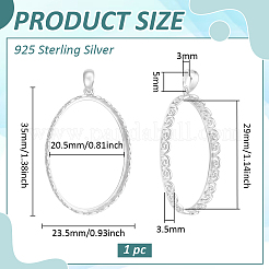 1 Stück 925 Sterling Silber Anhänger Cabochon-Fassungen&nbsp;STER-BC0003-66P