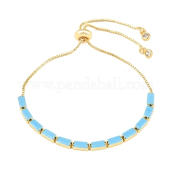 Bracelets coulissants rectangulaires en laiton sertis de micro-pavés de zircone cubique&nbsp;KK-A305-02G