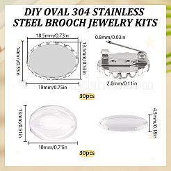DIY ovale Brosche aus 304 Edelstahl&nbsp;DIY-SC0026-71
