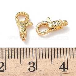 Fermoirs mousquetons en laiton texturé avec micro pavé de zircones cubiques&nbsp;KK-Z136-22G-02