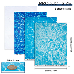 9 hoja de pegatinas de ondas de agua de papel recubierto de 3 estilos&nbsp;STIC-BC0001-05