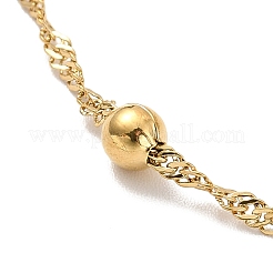 Collier chaîne Singapour en acier inoxydable 304 plaqué ionique (IP) avec perles pour hommes et femmes&nbsp;NJEW-P263-01G