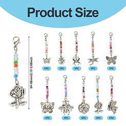 10 pieza de cuentas redondas de vidrio transparente y colgante de aleación de estilo tibetano para decoración&nbsp;HJEW-TAC0067