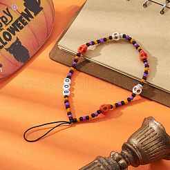 Halloween-Handyriemen aus Glasperlen&nbsp;HJEW-TA00010