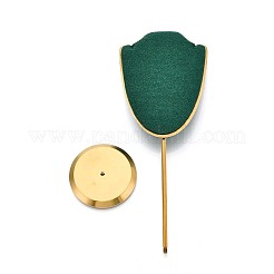 Büstenförmiger Präsentationsständer für Halsketten aus Mikrofaser mit goldfarbener Halterung aus Aluminiumlegierung&nbsp;ODIS-H006-01B