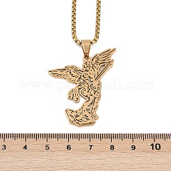 201 collane con ciondolo dell'arcangelo San Michele in acciaio inossidabile&nbsp;NJEW-K283-10G