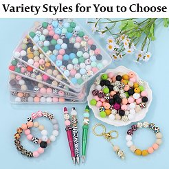 89 ensemble de perles en silicone imprimées à motifs colorés&nbsp;SIL-SZ0002-54B