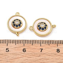 Colgantes con conector de concha y circonita cúbica azul micro pavé de latón&nbsp;KK-B129-17G