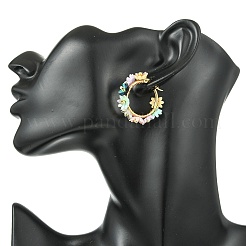 Pendientes de aro con forma de flor&nbsp;EJEW-JE07175-02