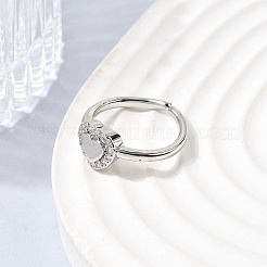 Anelli aperti con polsino in ottone micro pavé di zirconi cubici per donna&nbsp;RJEW-B160-10P
