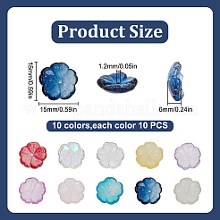100pcs 10 couleurs perles de verre transparentes&nbsp;GLAA-DR0001-08