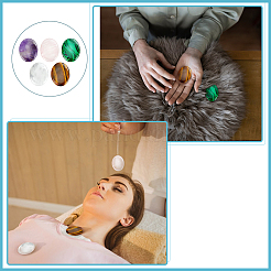 5 stücke 5 arten synthetische malachit & natürliche tiger eye & rose quarz & amethyst & quarz kristall massager&nbsp;G-BC0001-62