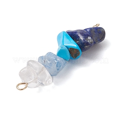 6 juego de dijes de conector con cuentas de piedras preciosas mixtas.&nbsp;PALLOY-JF02770-01