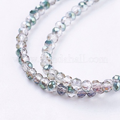 Fili di perline in vetro placcato sfaccettato mezzo rondelle di elettroplate&nbsp;X-EGLA-D020-3x2mm-15