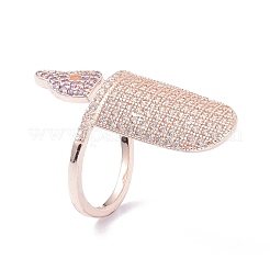 Messing Micro Pave Zirkonia Fingernagelringe&nbsp;RJEW-D115-05RG