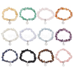 12 Stück Stretch-Armbänder aus natürlichen und synthetischen Edelsteinsplitterperlen&nbsp;BJEW-JB11133
