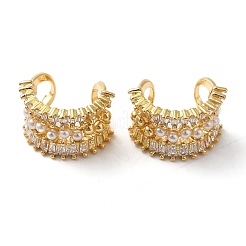 Orecchini a polsino in zircone chiaro con micro pavè di ottone&nbsp;EJEW-B057-02G
