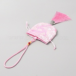 Taschenanhänger aus Brokat mit Drachenmuster&nbsp;HJEW-WH0036-73D