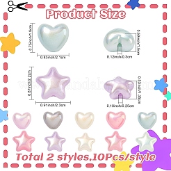 20 Stück 2 Stile UV-Beschichtung undurchsichtige Acrylperlen&nbsp;SACR-YW0002-13
