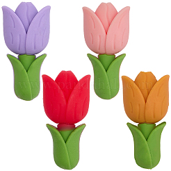 8 Stück 4 Farben Blumen-Silikonperlen&nbsp;SIL-BM0001-02